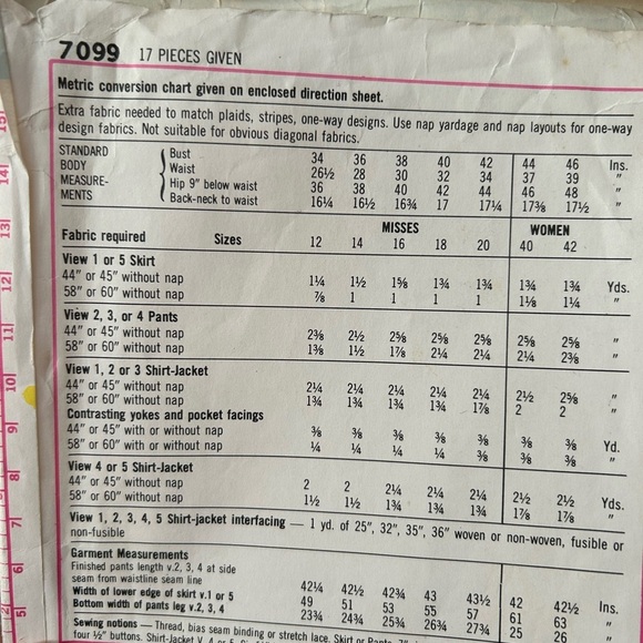 5/$25 sewing pattern woman pant and jacket 1975 size 14 🪡 - Picture 5 of 7